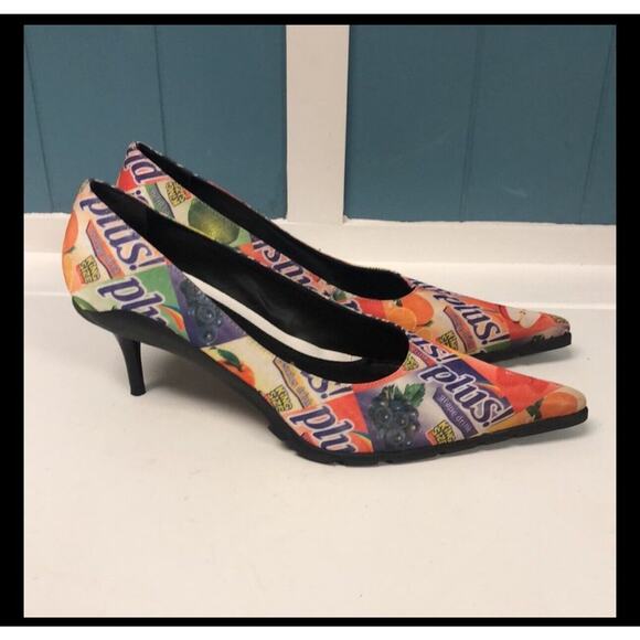Pazzo fruit candy‎ wrapper advertisement heels Made in Brazil women’s 8.5 Narrow - Picture 4 of 9